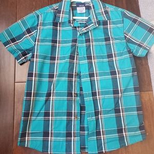 Teal black and cream color dressy shirt sleeves shirt size 6-7 by basic edition